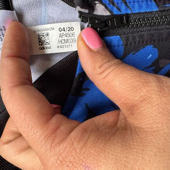 Adidas Girl’s Size 14 L Black Floral Print Track Zip Up Jacket Track Jacket - Picture 6 of 10